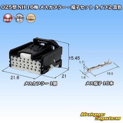 画像1: 住友電装 025型 NH 非防水 16極 メスカプラー・端子セット タイプ2 黒色