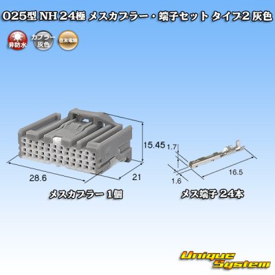 画像1: 住友電装 025型 NH 非防水 24極 メスカプラー・端子セット タイプ2 灰色