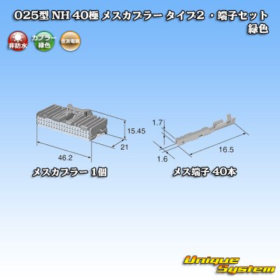 画像5: 住友電装 025型 NH 非防水 40極 メスカプラー・端子セット タイプ2 緑色