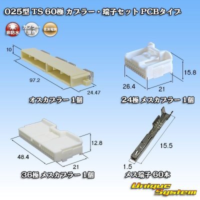 画像1: 住友電装 025型 TS 非防水 60極 カプラー・端子セット PCBタイプ