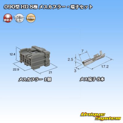 画像1: 住友電装 090型 HD 非防水 8極 メスカプラー・端子セット