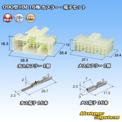 画像1: 住友電装 090型 HM 非防水 16極 カプラー・端子セット