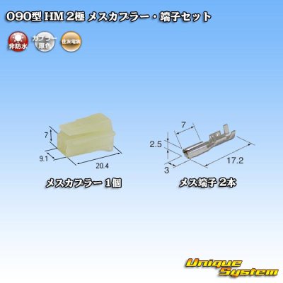 画像1: 住友電装 090型 HM 非防水 2極 メスカプラー・端子セット