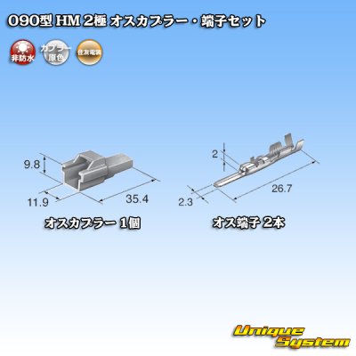 画像4: 住友電装 090型 HM 非防水 2極 オスカプラー・端子セット