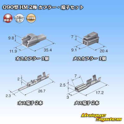 画像5: 住友電装 090型 HM 非防水 2極 カプラー・端子セット