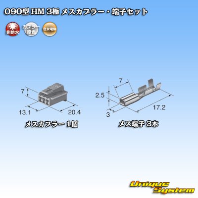 画像4: 住友電装 090型 HM 非防水 3極 メスカプラー・端子セット