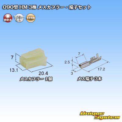 画像1: 住友電装 090型 HM 非防水 3極 メスカプラー・端子セット