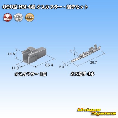 画像4: 住友電装 090型 HM 非防水 4極 オスカプラー・端子セット