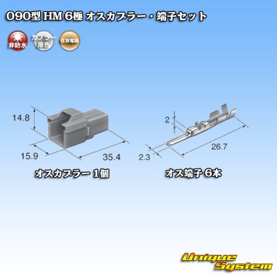 画像4: 住友電装 090型 HM 非防水 6極 オスカプラー・端子セット