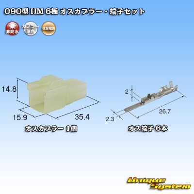 画像1: 住友電装 090型 HM 非防水 6極 オスカプラー・端子セット