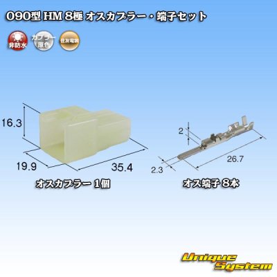 画像1: 住友電装 090型 HM 非防水 8極 オスカプラー・端子セット