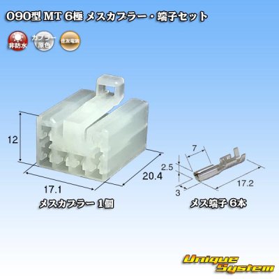 画像1: 矢崎総業 090型I 非防水 6極 メスカプラー・端子セット タイプ2