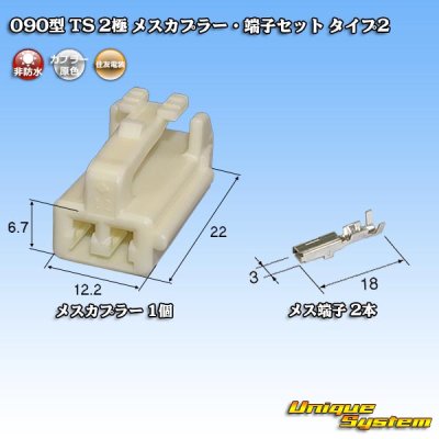 画像1: 住友電装 090型 TS 非防水 2極 メスカプラー・端子セット タイプ2