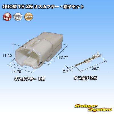 画像1: 住友電装 090型 TS 非防水 2極 オスカプラー・端子セット タイプ1