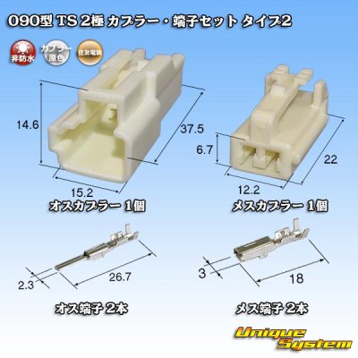 画像1: 住友電装 090型 TS 非防水 2極 カプラー・端子セット タイプ2