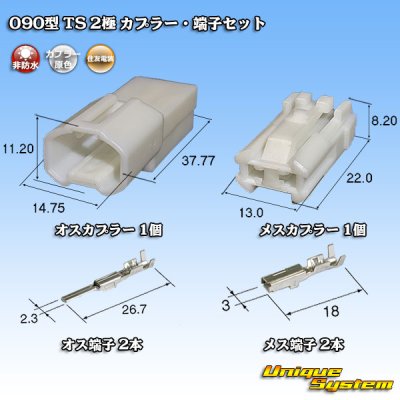 画像1: 住友電装 090型 TS 非防水 2極 カプラー・端子セット タイプ1