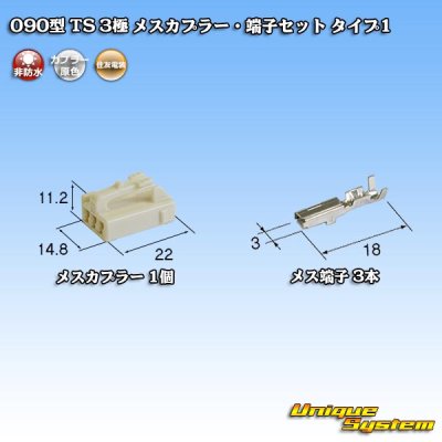 画像1: 住友電装 090型 TS 非防水 3極 メスカプラー・端子セット タイプ1