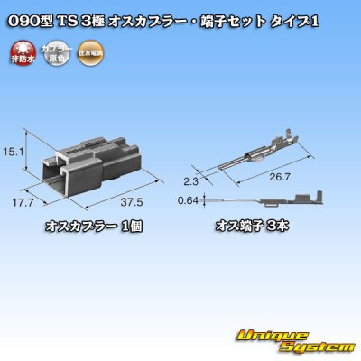画像4: 住友電装 090型 TS 非防水 3極 オスカプラー・端子セット タイプ1