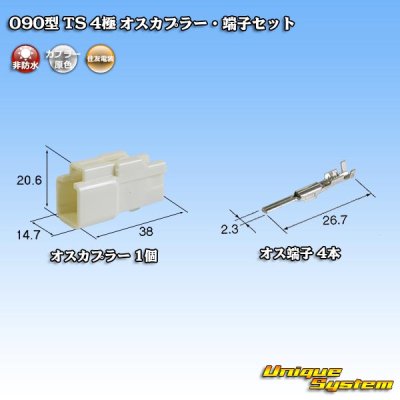 画像1: 住友電装 090型 TS 非防水 4極 オスカプラー・端子セット タイプ1