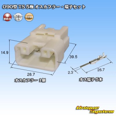 画像1: 住友電装 090型 TS 非防水 5極 オスカプラー・端子セット