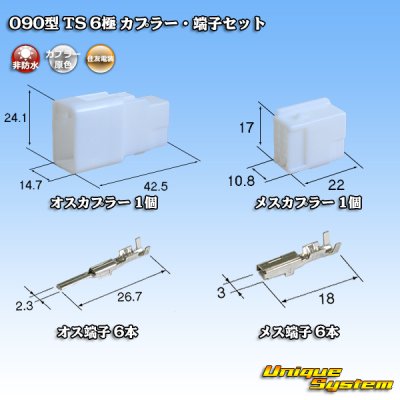 画像1: 住友電装 090型 TS 非防水 6極 カプラー・端子セット