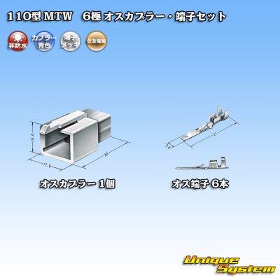 画像4: 住友電装 110型 MTW 非防水 6極 オスカプラー・端子セット 青色