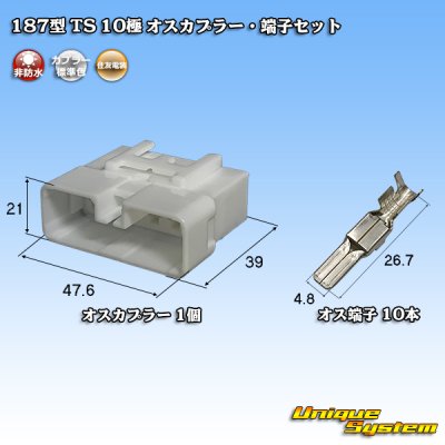 画像1: 住友電装 187型 TS 非防水 10極 オスカプラー・端子セット