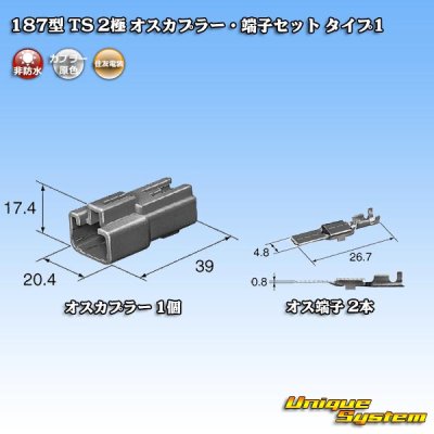 画像5: 住友電装 187型 TS 非防水 2極 オスカプラー・端子セット タイプ1