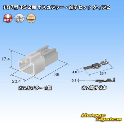 画像5: 住友電装 187型 TS 非防水 2極 オスカプラー・端子セット タイプ2