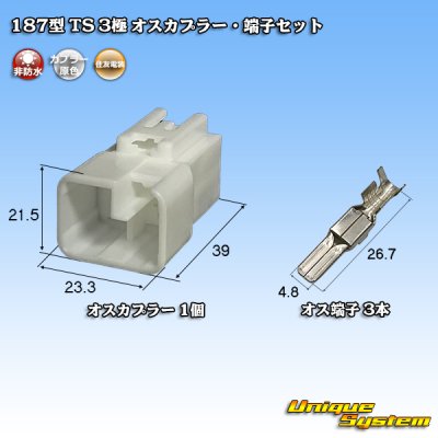 画像1: 住友電装 187型 TS 非防水 3極 オスカプラー・端子セット