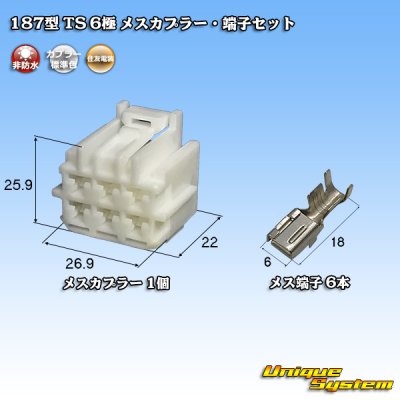 画像1: 住友電装 187型 TS 非防水 6極 メスカプラー・端子セット タイプ1