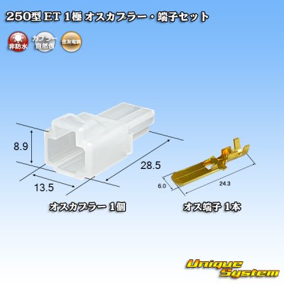 画像1: 住友電装 250型 ET 非防水 1極 オスカプラー・端子セット