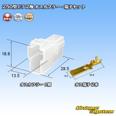 画像1: 住友電装 250型 ET 非防水 2極 オスカプラー・端子セット