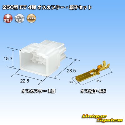 画像1: 住友電装 250型 ET 非防水 4極 オスカプラー・端子セット