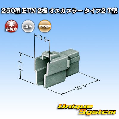 画像4: 住友電装 250型 ETN 非防水 2極 オスカプラー タイプ2 T型