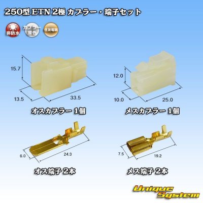 画像1: 住友電装 250型 ETN 非防水 2極 カプラー・端子セット タイプ1