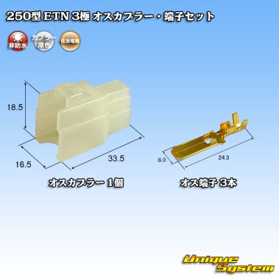 画像1: 住友電装 250型 ETN 非防水 3極 オスカプラー・端子セット