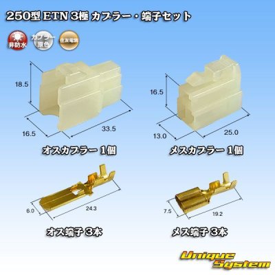 画像1: 住友電装 250型 ETN 非防水 3極 カプラー・端子セット