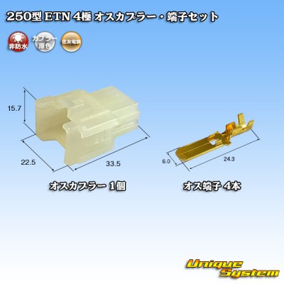 画像1: 住友電装 250型 ETN 非防水 4極 オスカプラー・端子セット