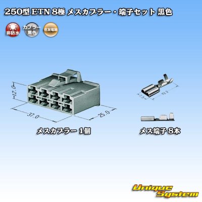 画像1: 住友電装 250型 ETN 非防水 8極 メスカプラー・端子セット 黒色