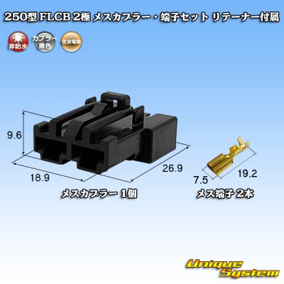 画像1: 住友電装 250型 FLCB 非防水 2極 メスカプラー・端子セット リテーナー付属