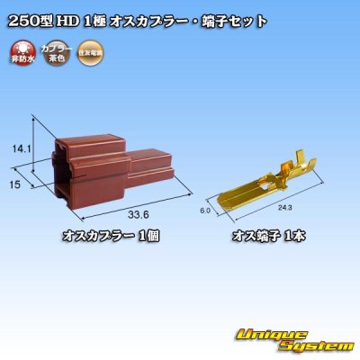 画像1: 住友電装 250型 HD 非防水 1極 オスカプラー・端子セット