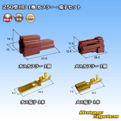 画像1: 住友電装 250型 HD 非防水 1極 カプラー・端子セット