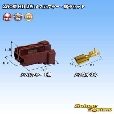 画像1: 住友電装 250型 HD 非防水 2極 メスカプラー・端子セット