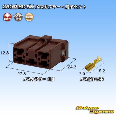 画像1: 住友電装 250型 HD 非防水 5極 メスカプラー・端子セット