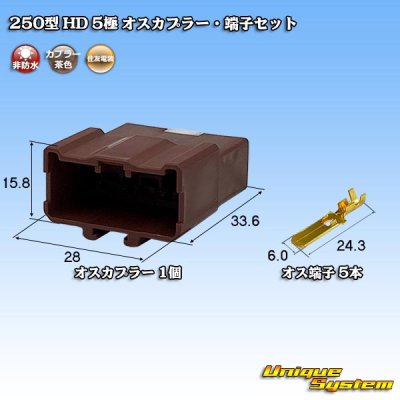 画像1: 住友電装 250型 HD 非防水 5極 オスカプラー・端子セット