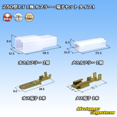 画像1: 住友電装 250型 LT 非防水 1極 カプラー・端子セット タイプ1