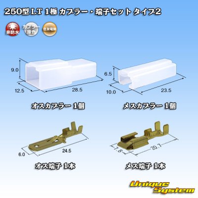 画像1: 住友電装 250型 LT 非防水 1極 カプラー・端子セット タイプ2