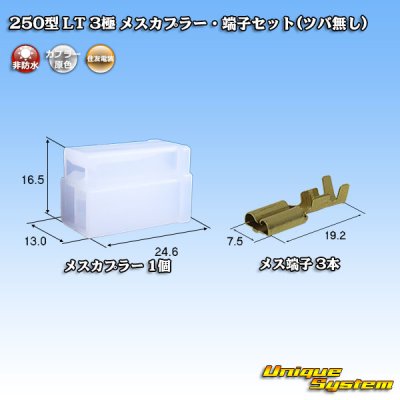 画像1: 住友電装 250型 LT 非防水 3極 メスカプラー・端子セット(ツバ無し)