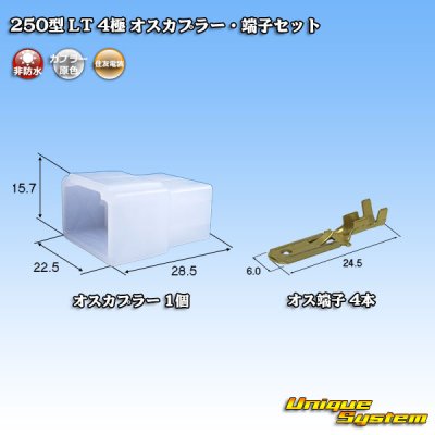 画像1: 住友電装 250型 LT 非防水 4極 オスカプラー・端子セット